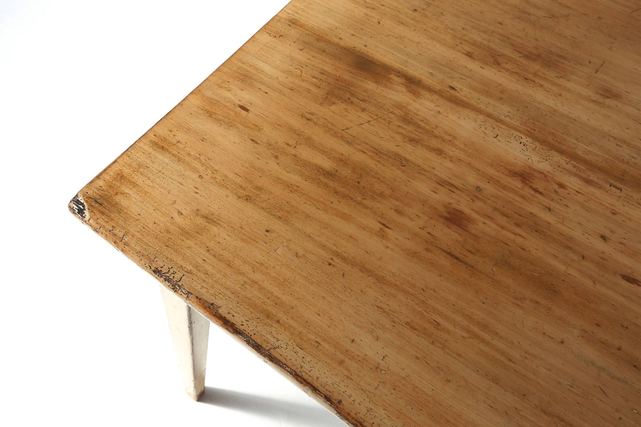 Painted Wooden Farm Table with Tapered Legs, France 1800s