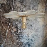 16-petal flower lamp in rattan and white linen