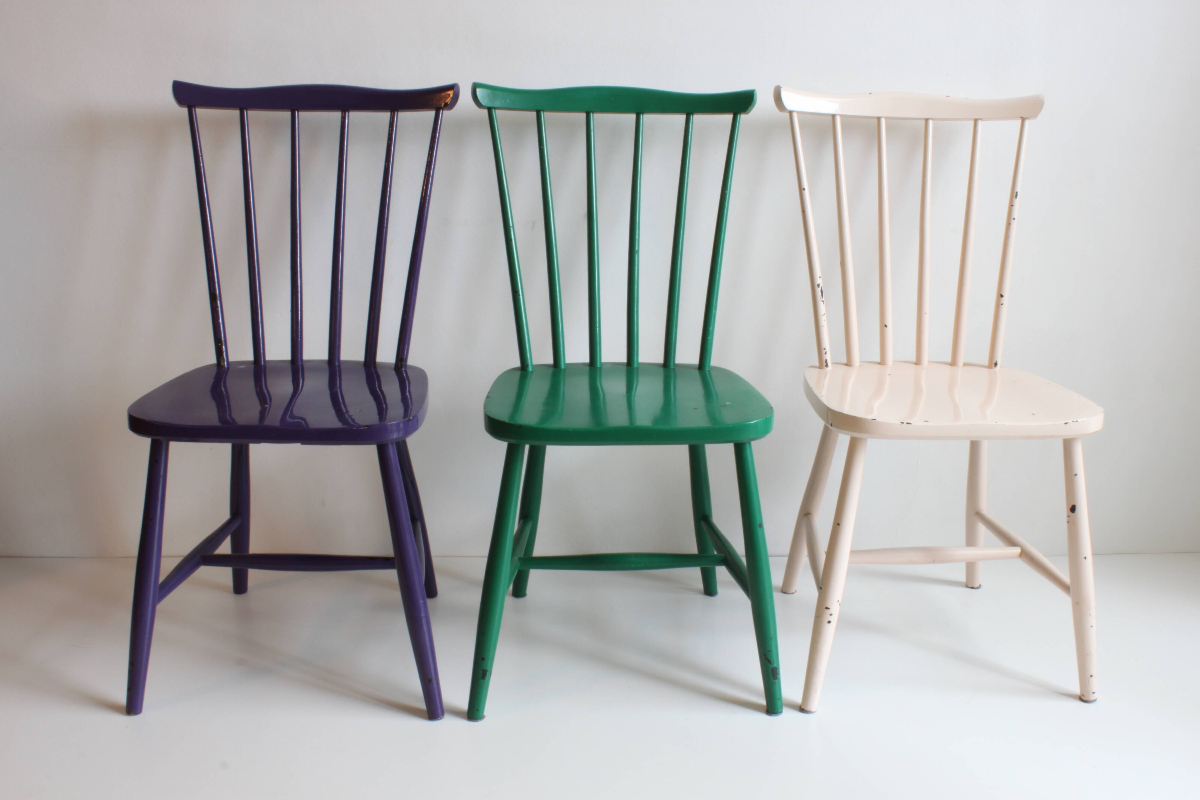 Three spindle back SH41 chairs by Yngve Ekström for Pastoe, 1960s