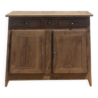 Buffet ancien en chêne massif brut 3 tiroirs pieds compas