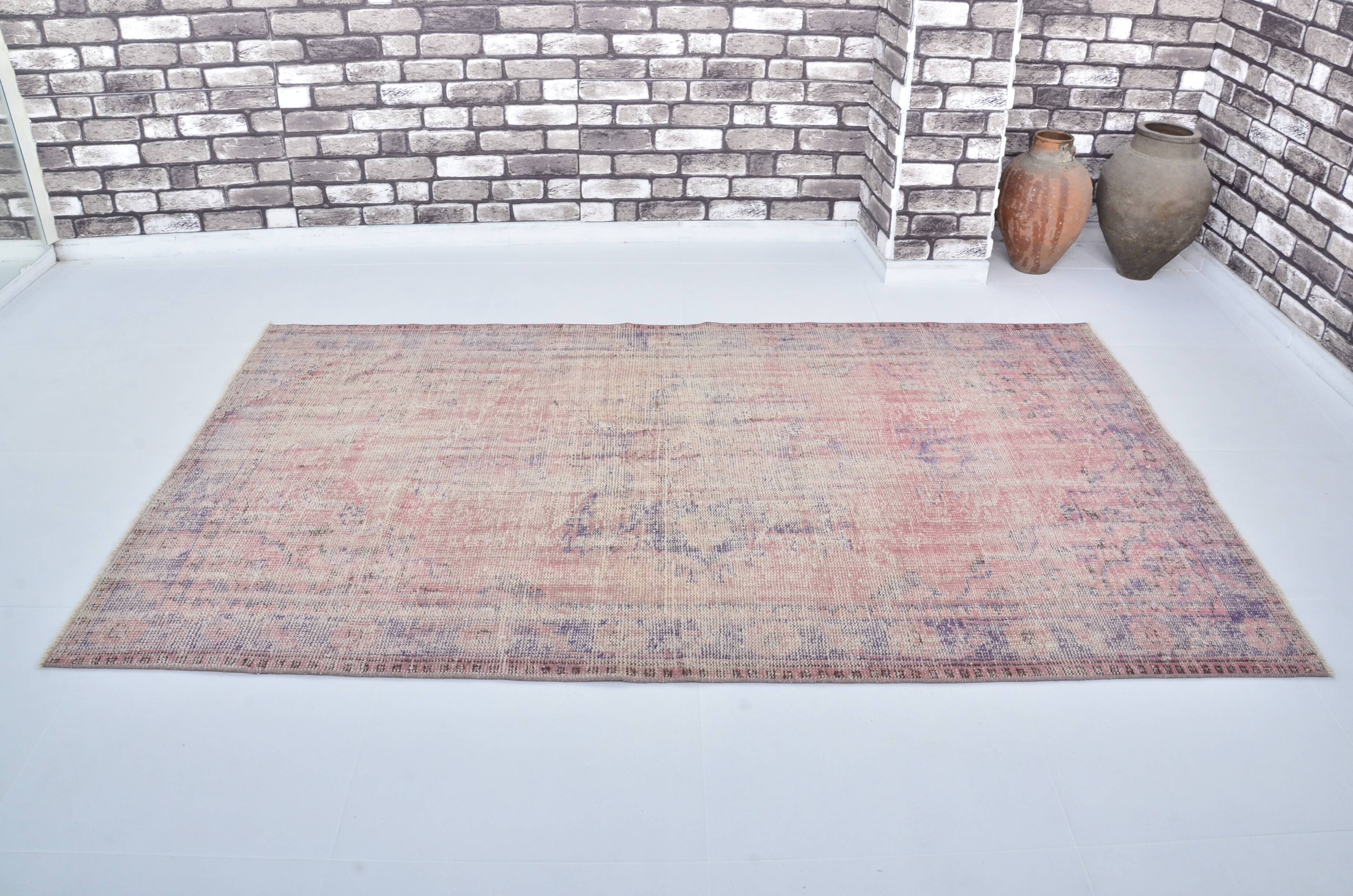 Vintage Pink Floral Wool Carpet sku 3210