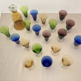 Vintage carafe and glasses service (19) in Murano glass from the 50s.