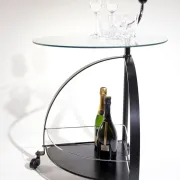 Vintage Bauhaus-style serving trolley with glass top