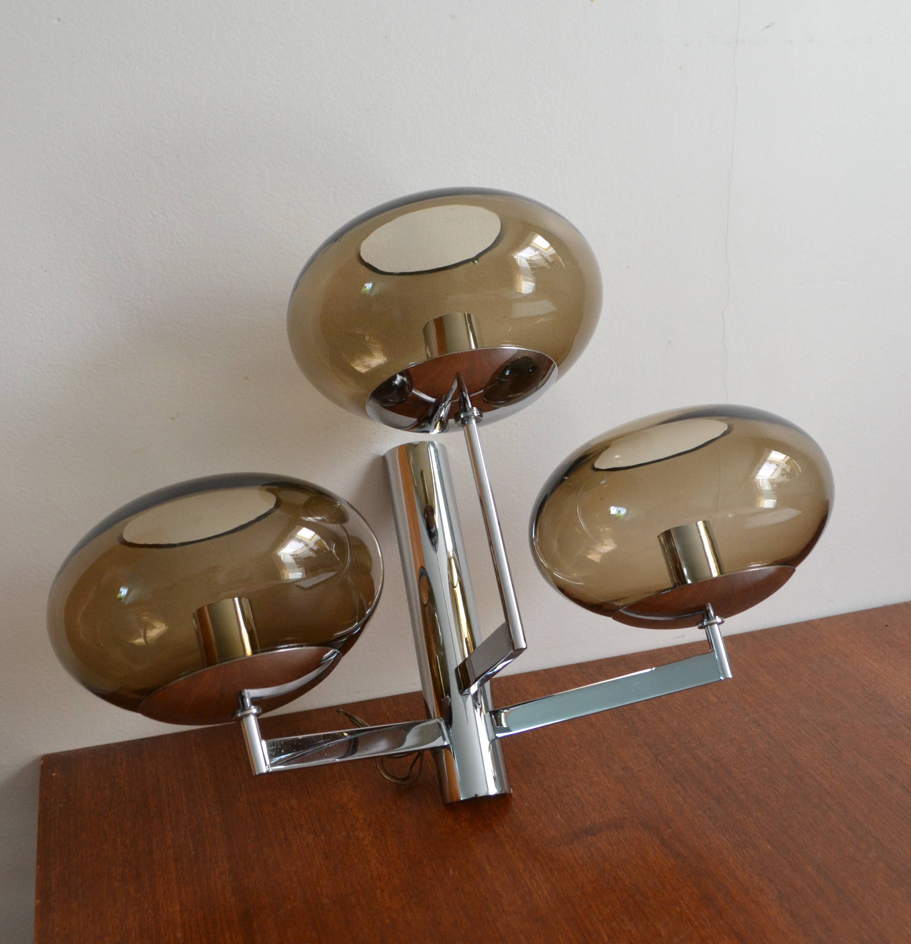 Wall lamp from Sciolari triple chrome and smoked glass