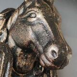 Antique style door knocker/knocker. Horse head/Horseshoe. Cast iron with old gold patina