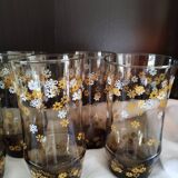 Set de 6 verres à fleurs vintage