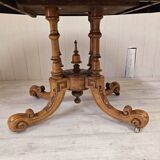 Napoleon III era pedestal table in burr walnut