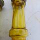 Pair of Silver Metal Candlesticks, Yellow Glass