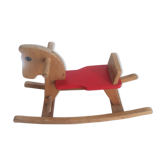 Cheval à bascule des années 70 en bois clair