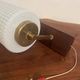 Pair of brass, wood and opaline glass wall lights from the 60s