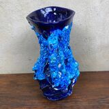 Vallauris blue brutalist vase