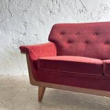 Mid-century modern three-seater velvet sofa, Swedish 1950s–1960s