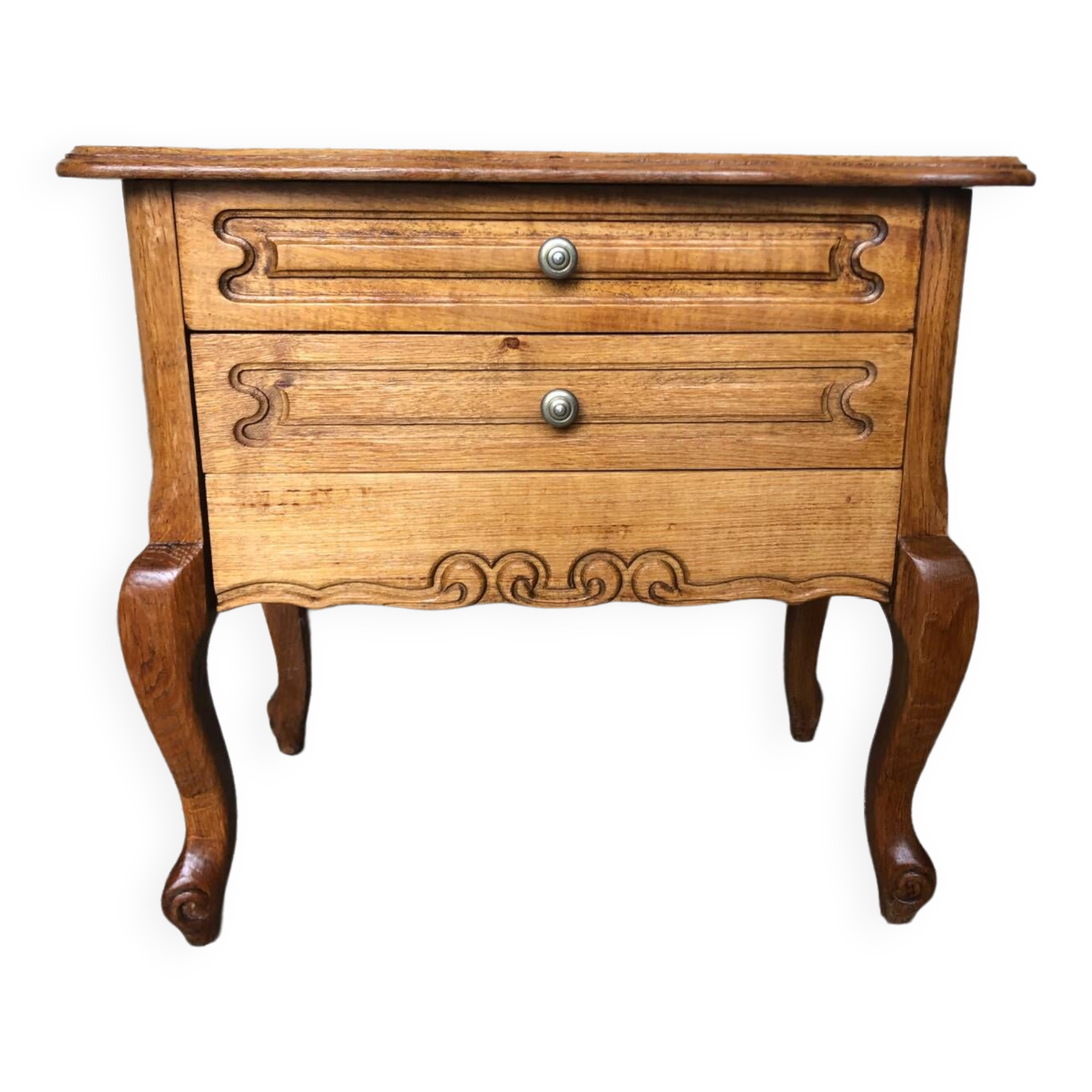 Old worker louis xv style commode vintage wood drawers #a634