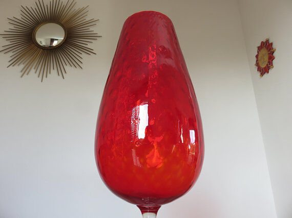 Italy 60s 70s red glass vase