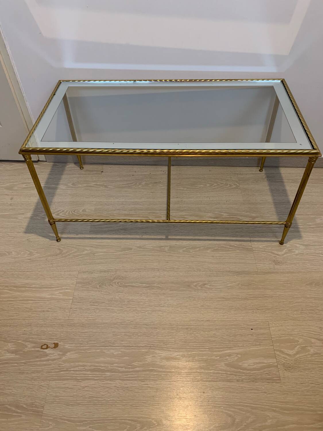Vintage brass and glass nesting table
