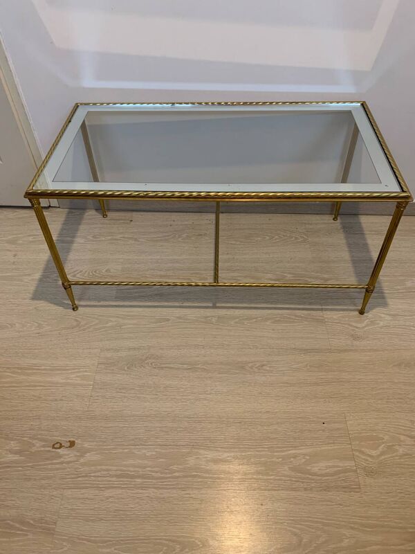 Table gigogne vintage laiton et verre