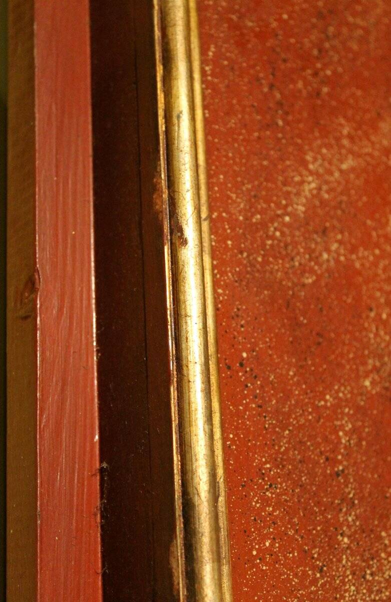 20th Century Italian Faux Red Porphyry Lacquered and Gilt Framed Wood Door
