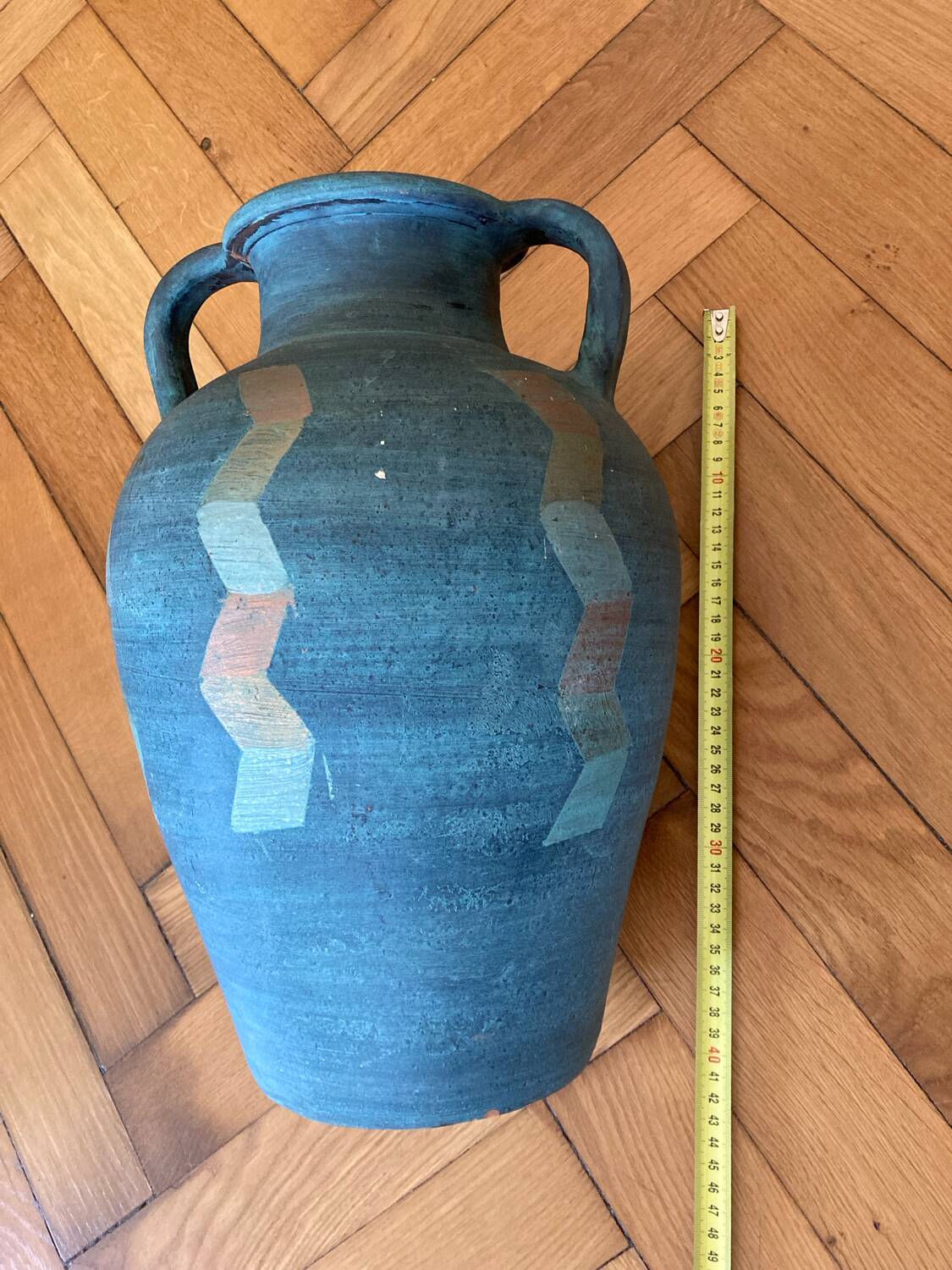 Turquoise terracotta jar