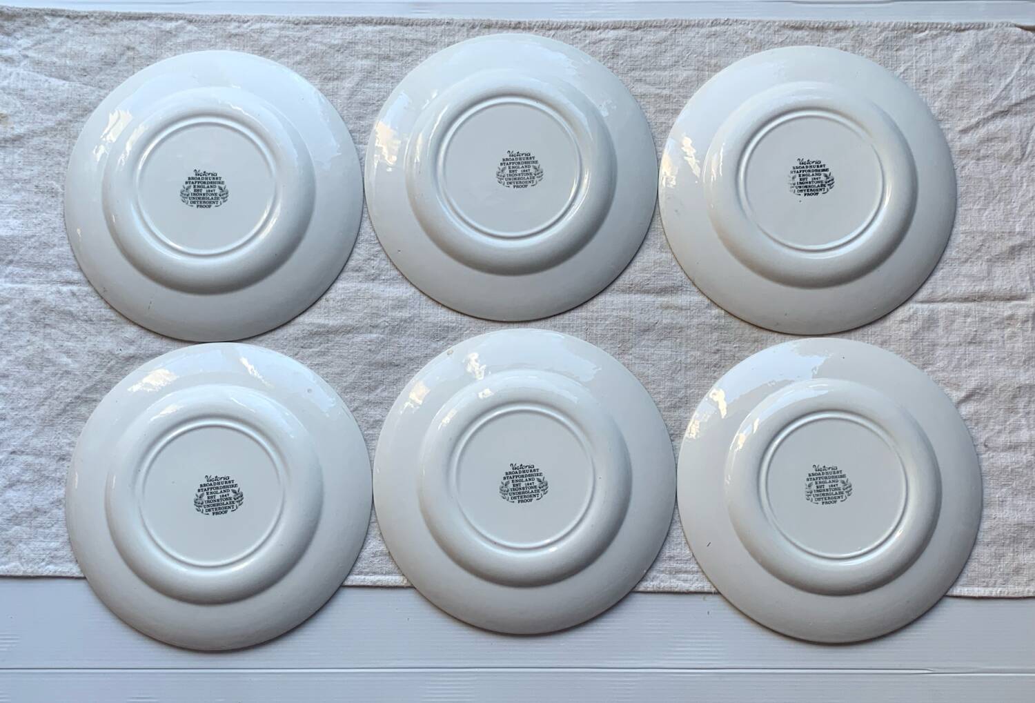6 English flat plates Staffordshire Victoria