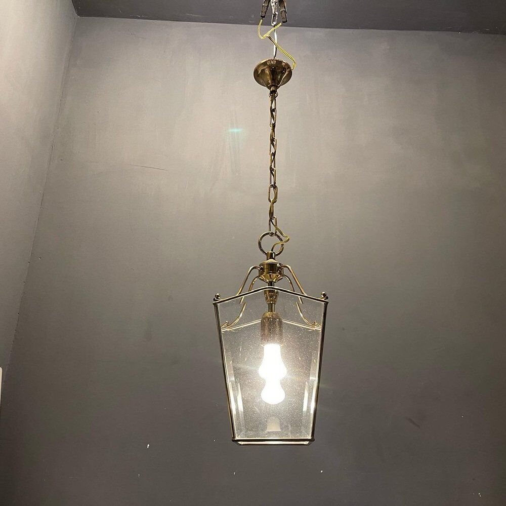 Vintage brass and glass light pendant , 1960s