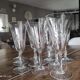 Set of 10 vintage champagne flutes in chiseled crystal with flared drinking