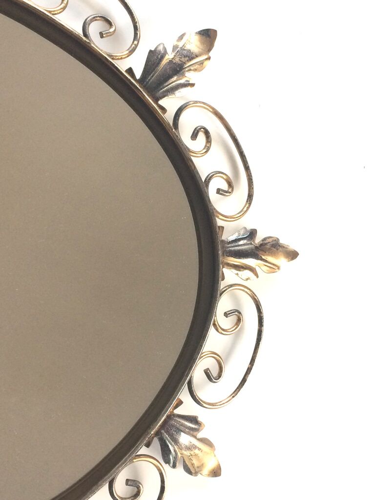 Deknudt 60s gold brass oval mirror- 65x50cm