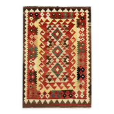 Tapis Kilim en laine tissé à la main, tapis moderne géométrique à tissage plat 180 x 119 cm