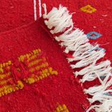 Hand-woven red carpet in natural wool 60x115cm