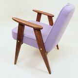 Vintage armchair in lavender wool and oak.