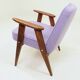 Vintage armchair in lavender wool and oak.