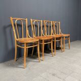 Set of 4 wooden bistro chairs with graceful seats