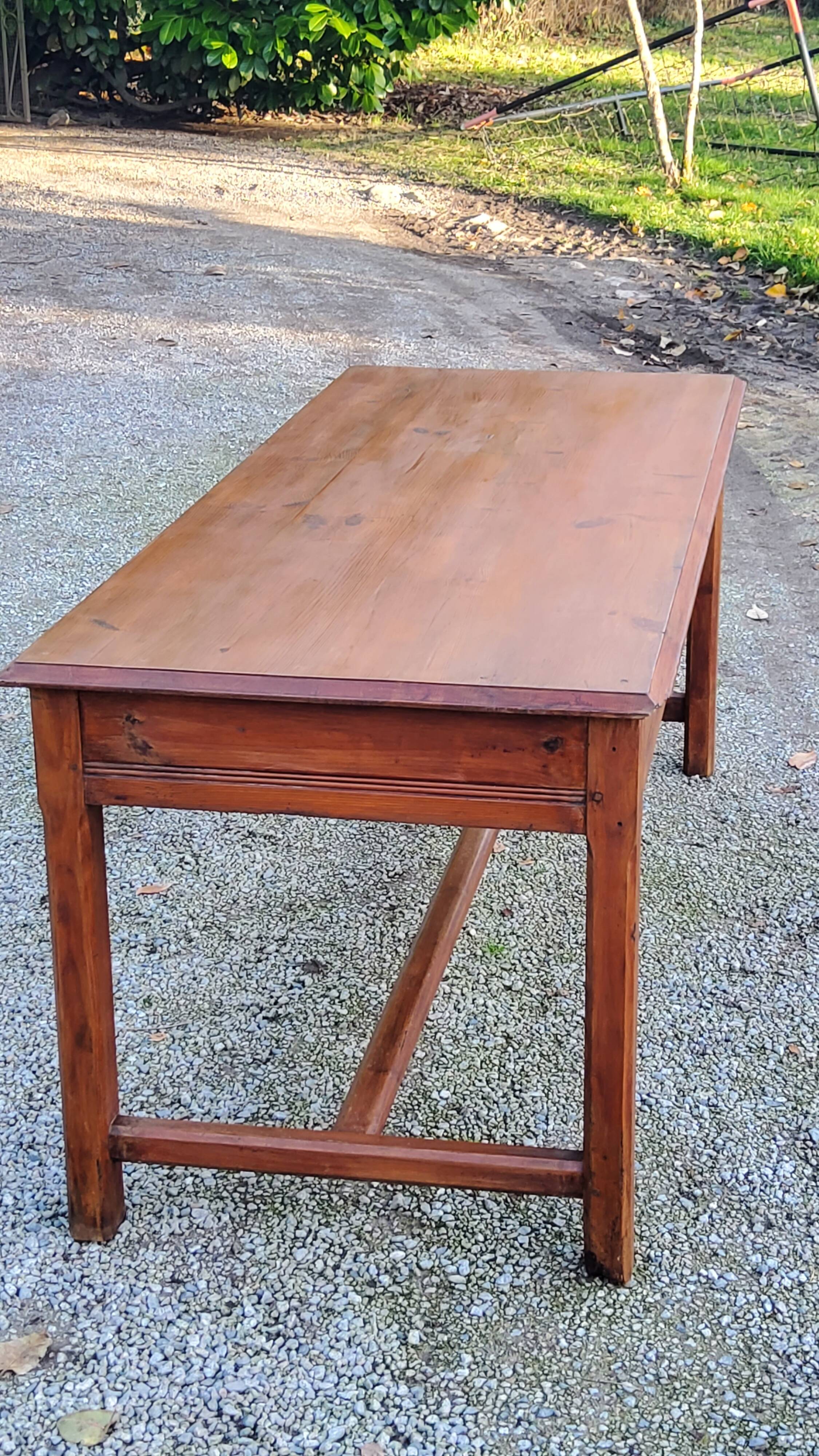 Farm table early 20th century 3 spacer drawers 180cm