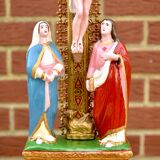 Vintage statuette Jesus on the Cross surrounded by Mary and John