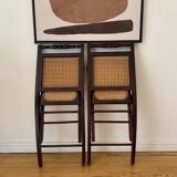 Pair of folding cane chairs