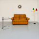 Vintage 70s thick cognac leather 2-seater sofa by De Sede.