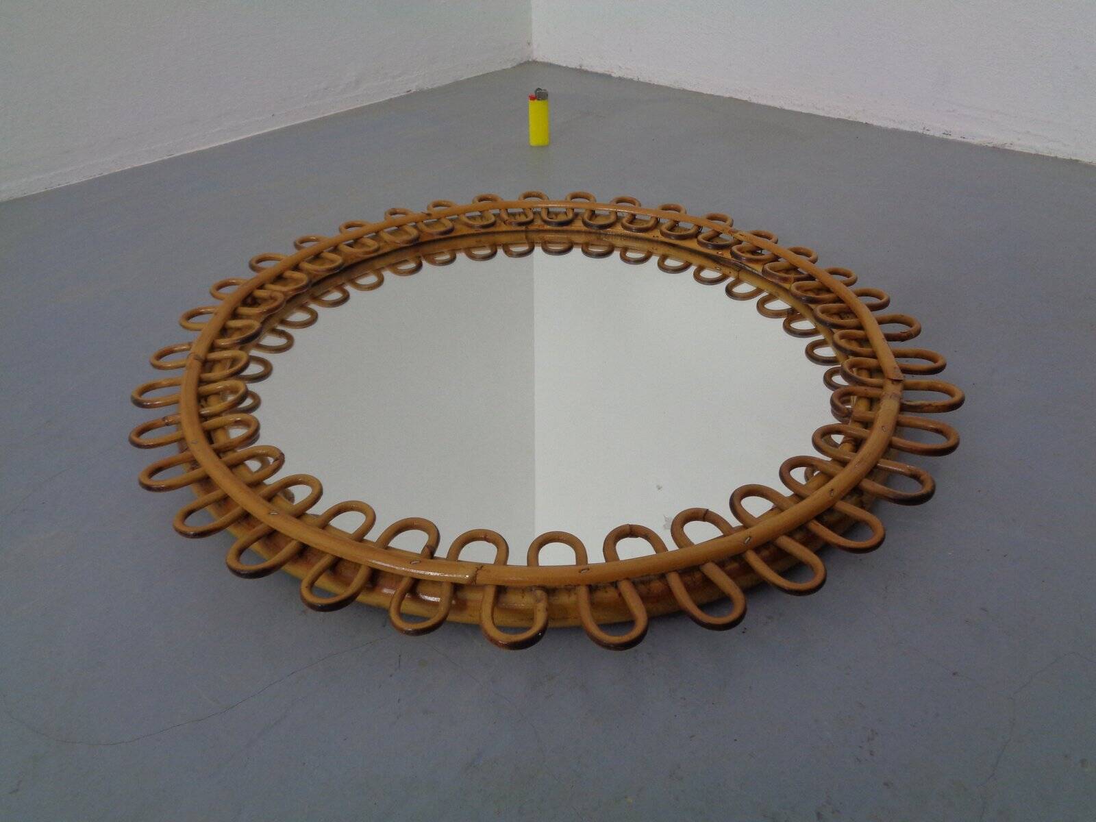 Small filigree Italian bamboo mirror, 1950s