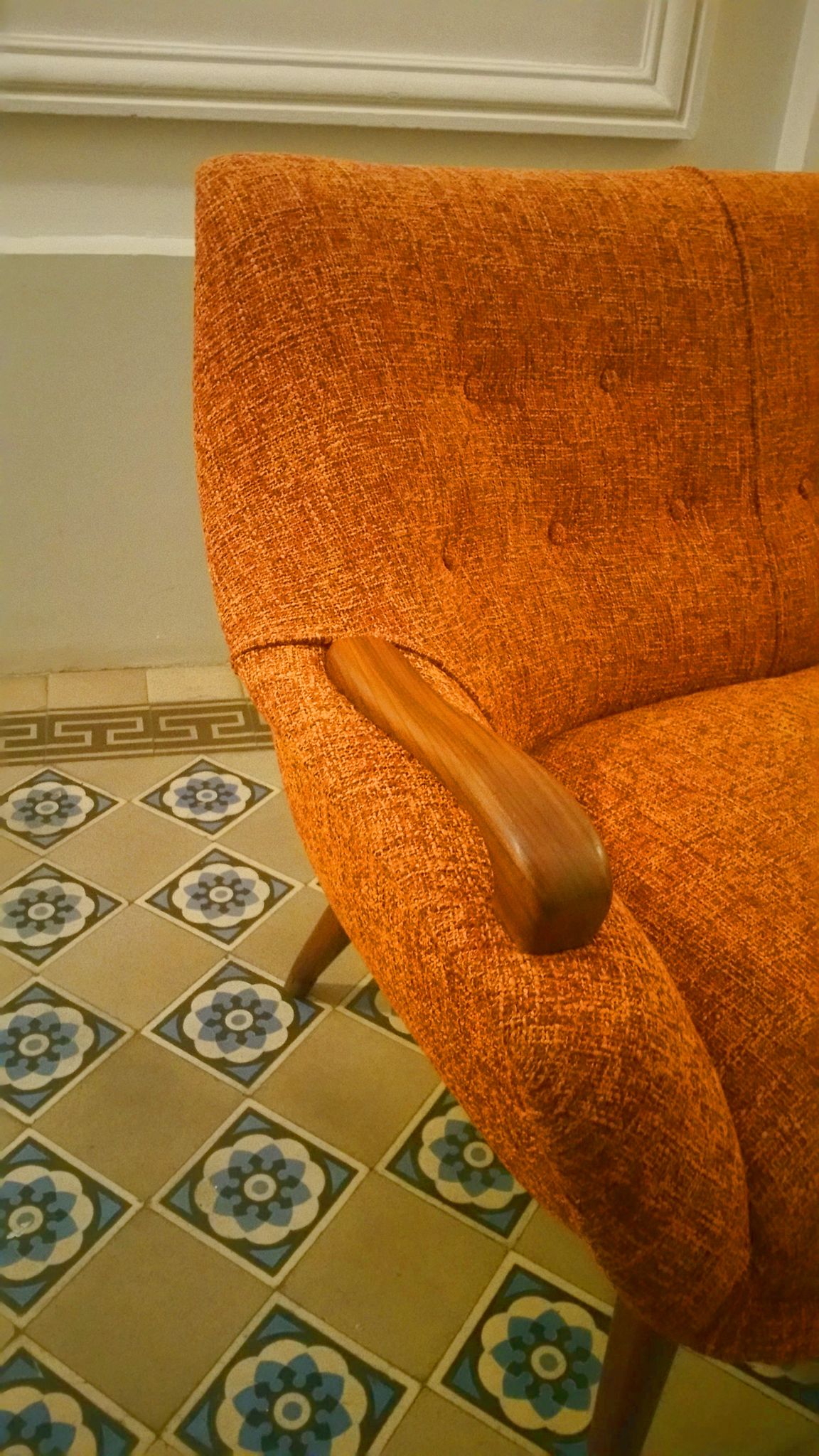 Sofa Orange organic Danish 50s/60s