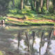 Fishermen at Brochard Pond, signed M. Louis, 1981