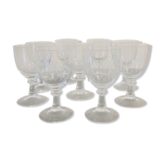 Lot de 9 verres ciselé