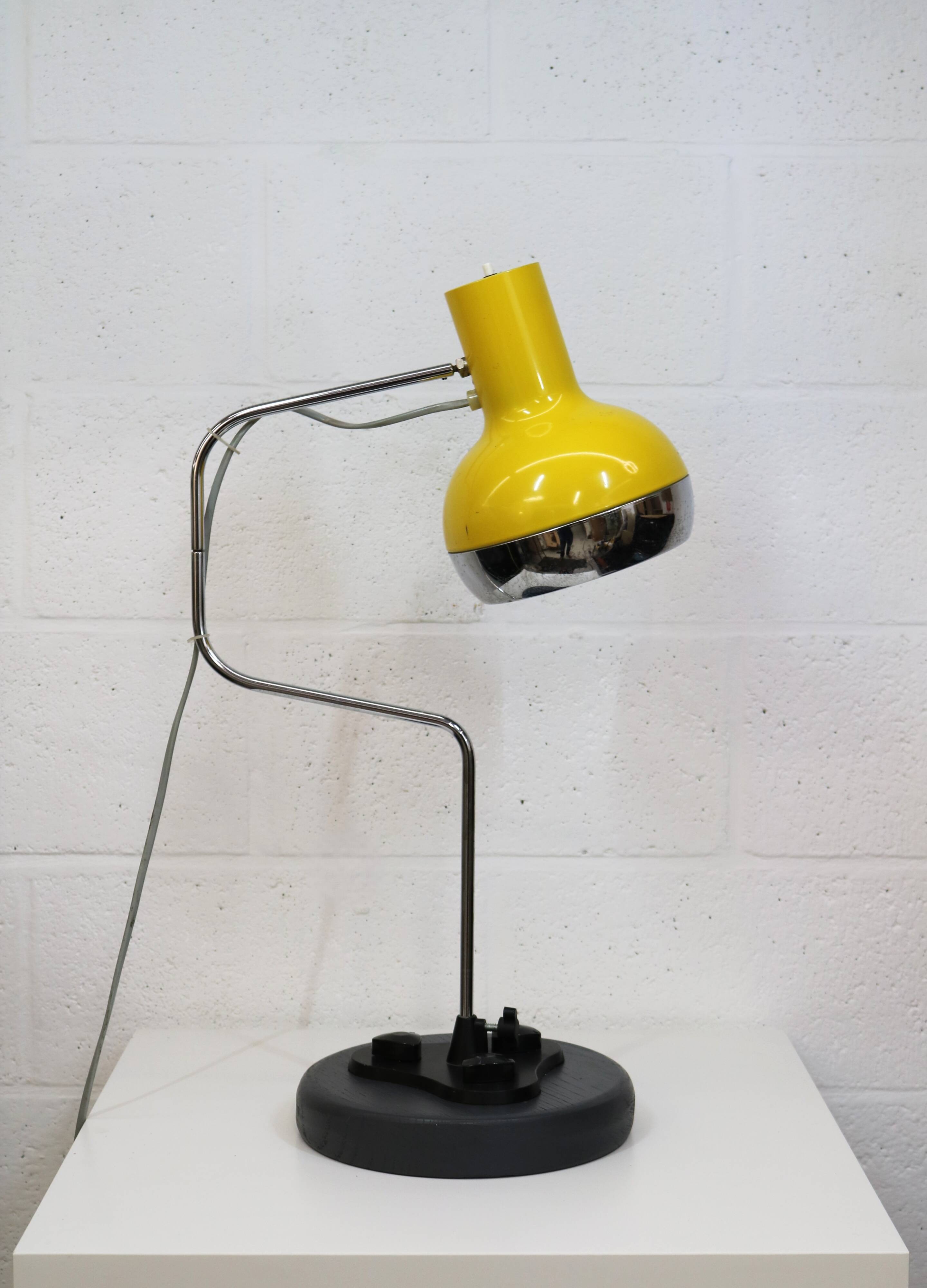Vintage yellow table lamp by Josef Hůrka for Napako, Czechoslovakia 1970