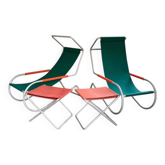 Set of midcentury 'Lido' sun lounge chairs, design Battista and Gino Giudici