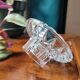 Chiseled round glass candle holder