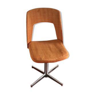 Chaise vintage tissu orange réglable hauteur