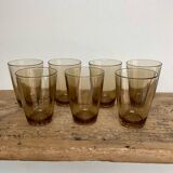 7 small vintage smoked glasses