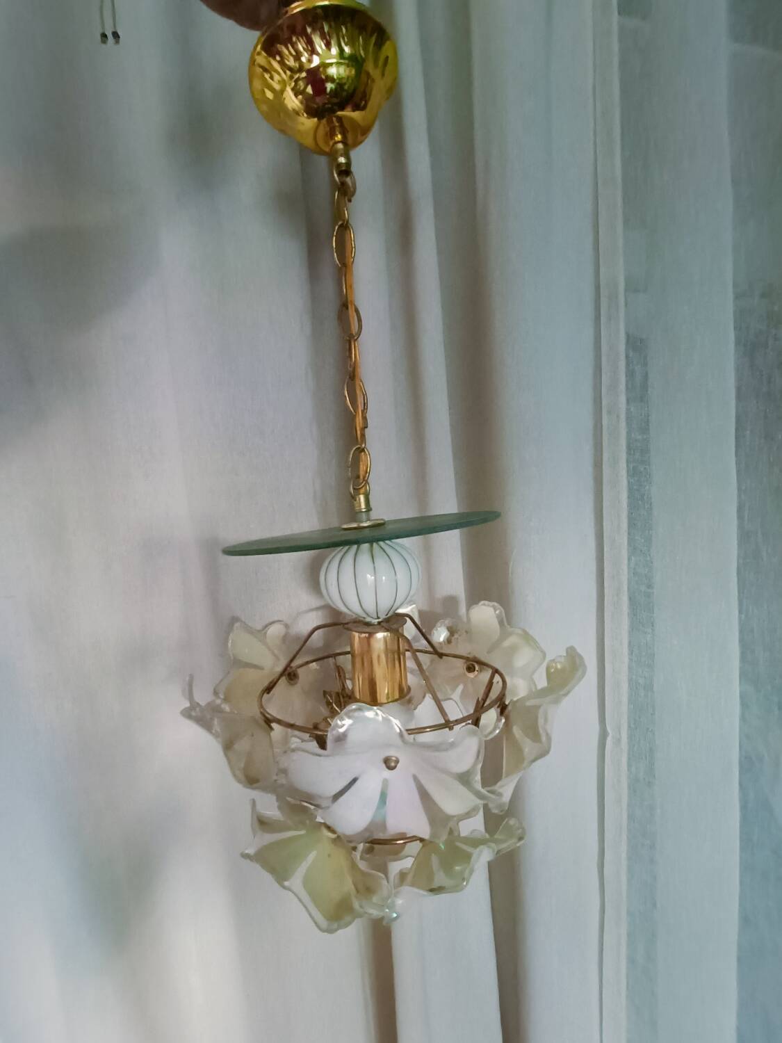 70s Flower and Mirror Chandelier
