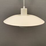 Older ph 4/3 hanging lamp, in white, with original orange suspension disk.