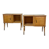 Pair of Maple and Glass Nightstands, Italy, 1950