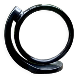 Small vintage black plastic swivel makeup mirror - Space Age Design - 1970s