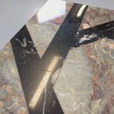 Vintage square marble coffee table with geometric patterns from the 70s
