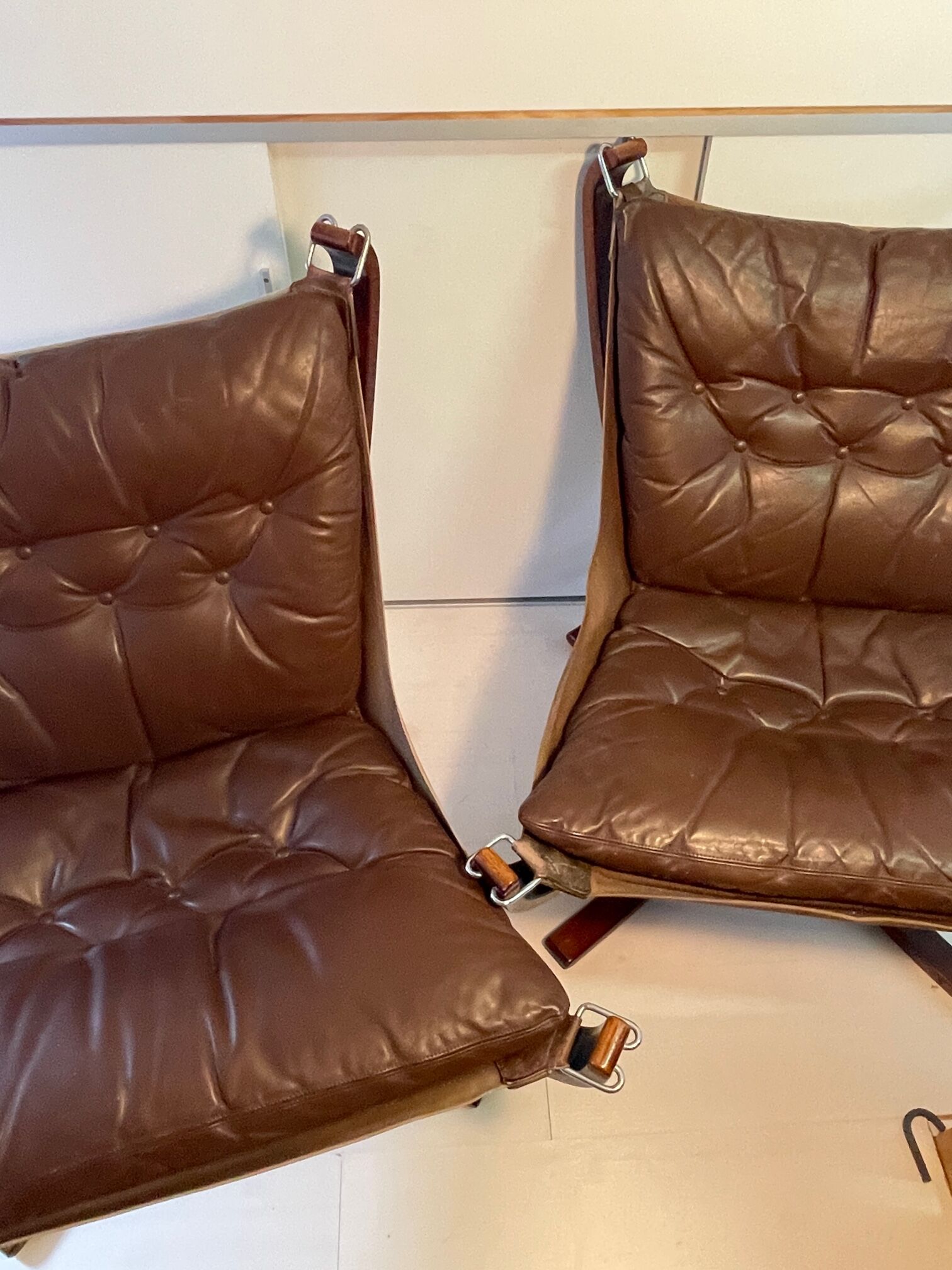 3 vintage Falcon chairs. By Sigurd Ressel for Vatne Møbler Norway. 1970's. Falcon chairs